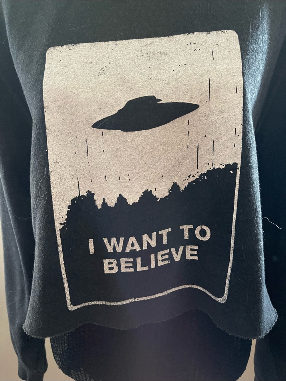 Mountain Ridge Black "I Want to Believe" UFO Graphic Sweatshirt Size Medium - Picture 2 of 8